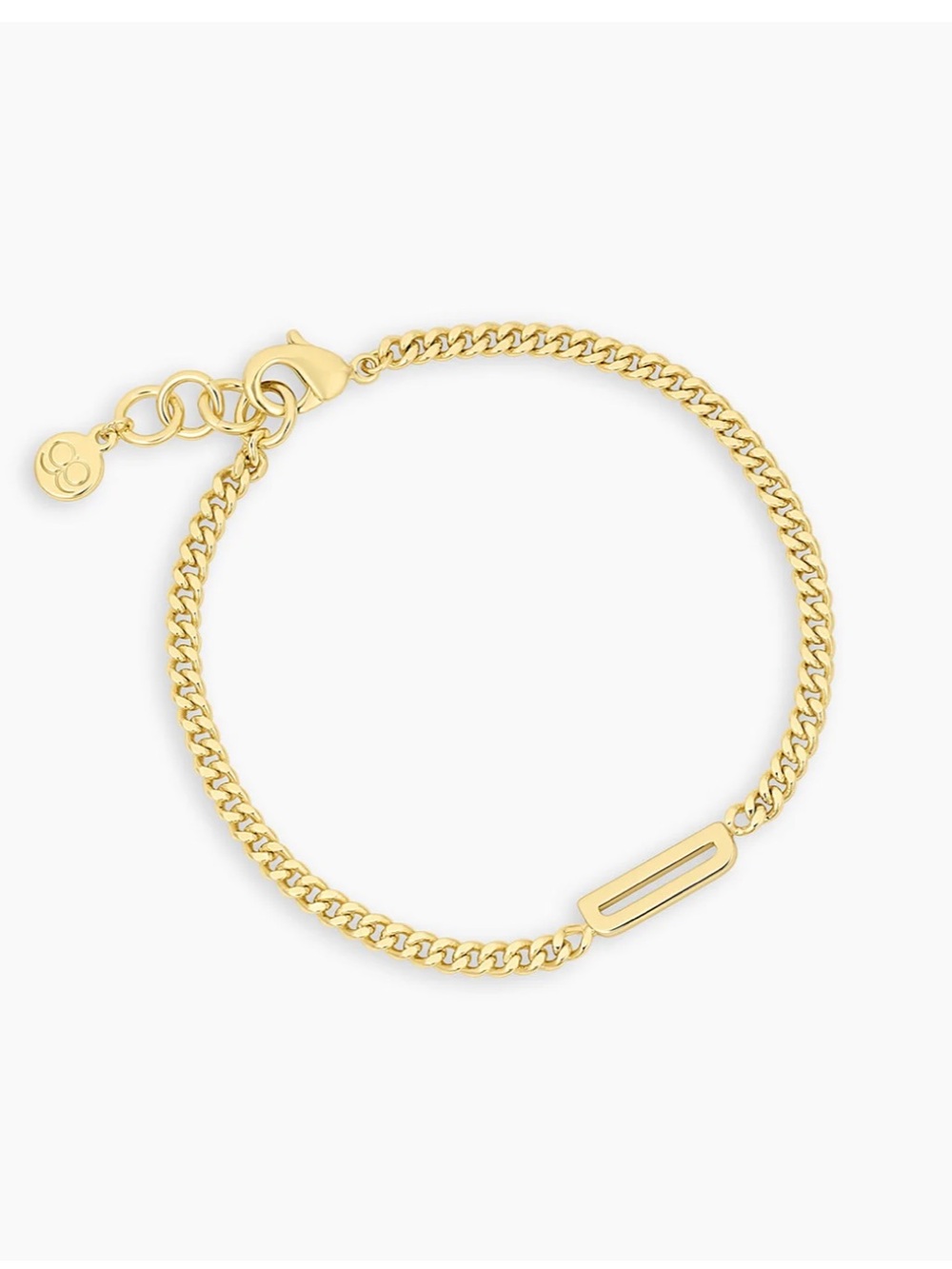 Gorjana- Wilder Alphabet Bracelet Initial "D", gold, 7 in